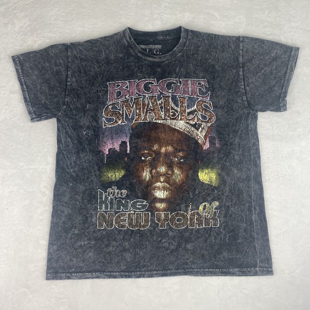 The Notorious B.I.G. the King of New York Graphic Shirt Adult Medium Gray Casual